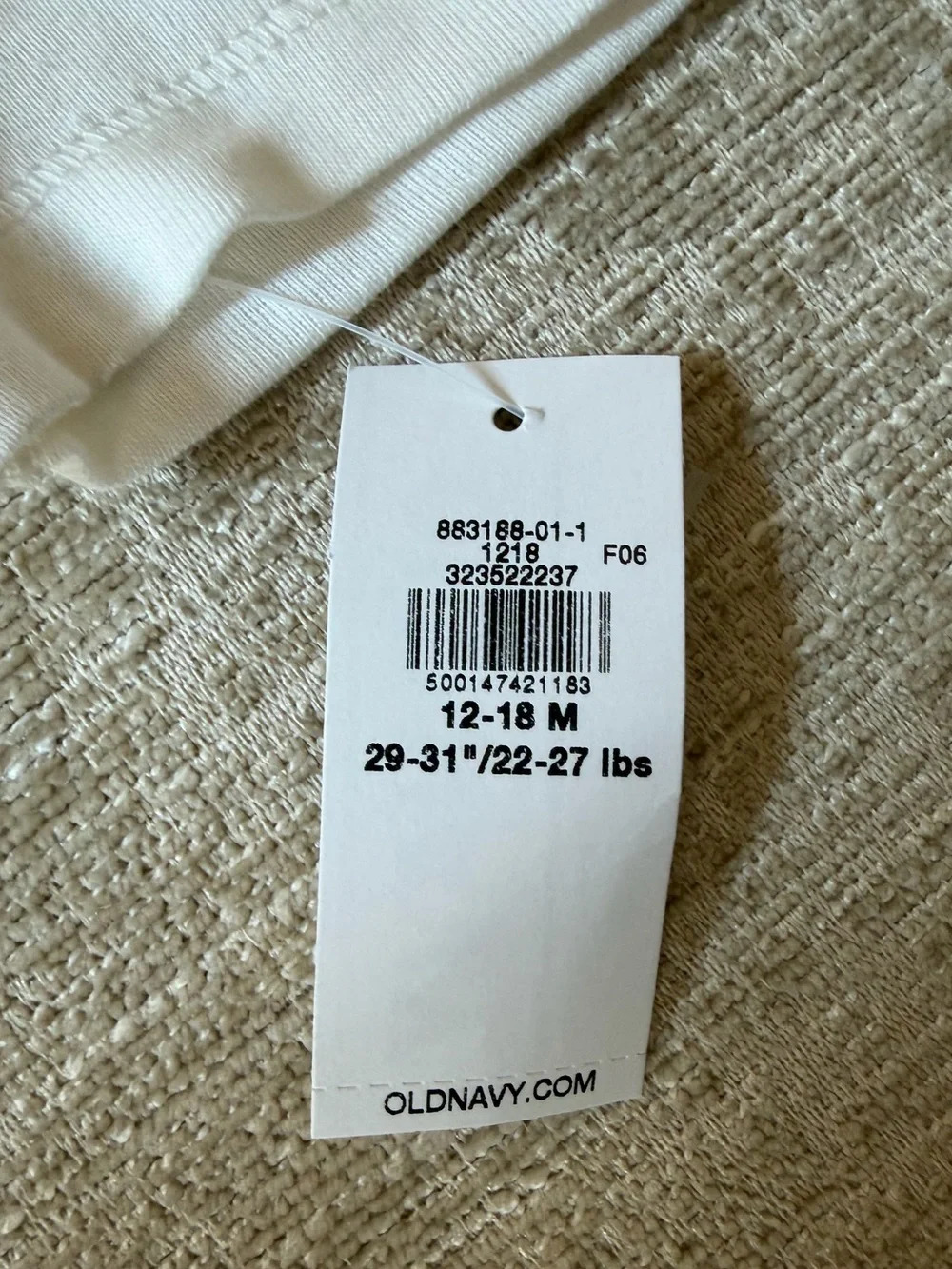 Old Navy White Baby One-Piece Bodysuit with Pink Graphic 12-18 month